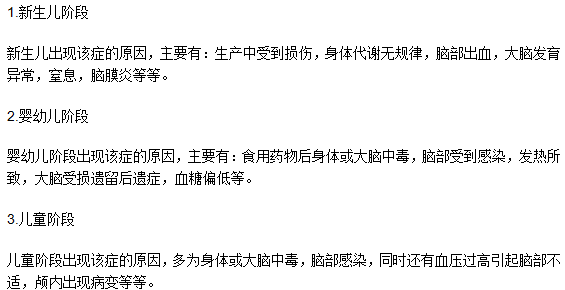 不同階段引起小兒驚厥的原因是什么？