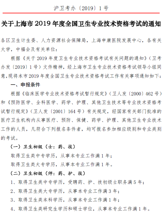 上?？键c(diǎn)2019年衛(wèi)生資格考試報(bào)名及現(xiàn)場(chǎng)確認(rèn)時(shí)間|要求