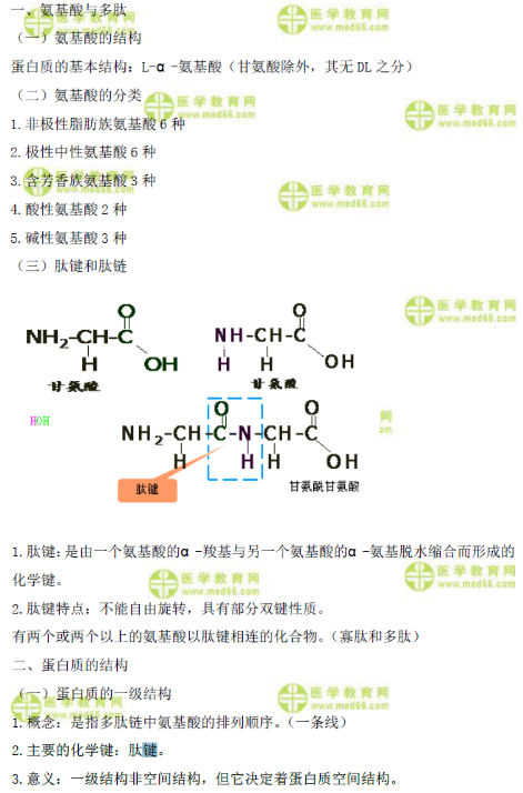 臨床執(zhí)業(yè)醫(yī)師蛋白質(zhì)機(jī)構(gòu)與功能高頻考點串講（生物化學(xué)）