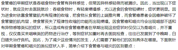 如何鑒別是食管癌還是慢性咽炎？一文了解！