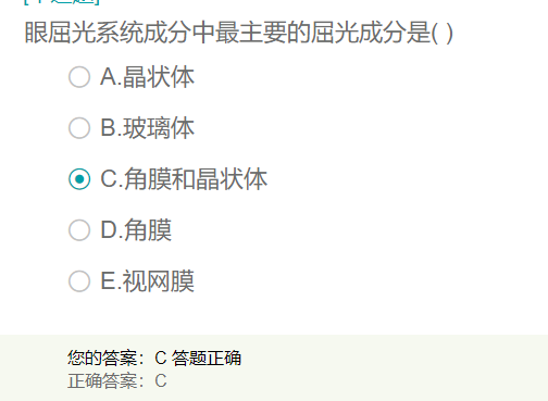 眼屈光系統(tǒng)成分中最主要的屈光成分是？