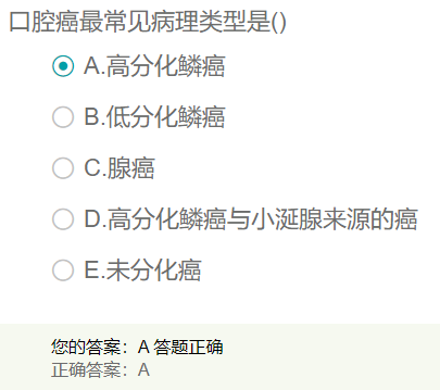 口腔癌最常見病理類型是？